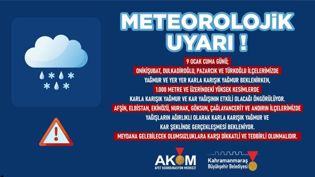 9 Ocak’ta Şehir Genelinde Yağışlı Hava Etkili Olacak! Büyükşehir Belediyesi