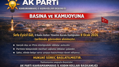 AK Parti Kahramanmaraş İl Kadın Kolları Başkanlığı’ndan Kamuoyuna Açıklama Basına