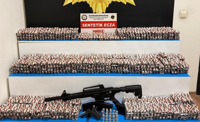 Kahramanmaraş’ta polis ekiplerince düzenlenen uyuşturucu