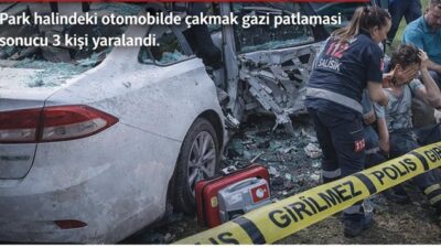 Kahramanmaraş’ın Elbistan ilçesinde park halindeki bir otomobilde meydana gelen çakmak