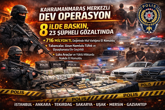 Kahramanmaraş merkezli yürütülen geniş çaplı