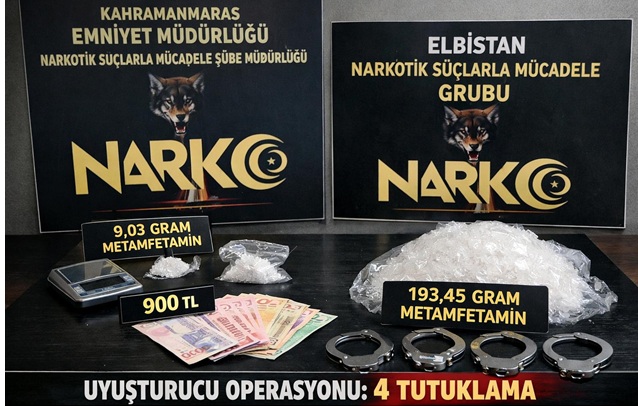 Kahramanmaraş’ta narkotik ekiplerince gerçekleştirilen operasyonlarda yüklü miktarda uyuşturucu madde ele