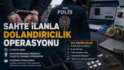 Kahramanmaraş Cumhuriyet Başsavcılığı koordinesinde yürütülen nitelikli dolandırıcılık soruşturması kapsamında, sosyal