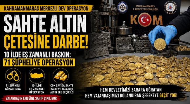 Kahramanmaraş Merkezli Sahte Altın Operasyonu:
