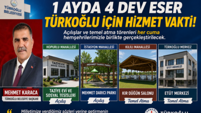 Türkoğlu Belediyesi’nden Hizmet Atağı: 1 Ayda 4 Dev Proje Hayata