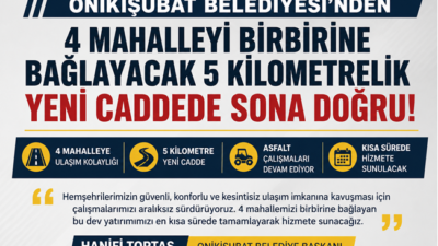 Onikişubat’ta 4 Mahalleyi Birbirine Bağlayacak 5 Kilometrelik Caddede Sona Doğru