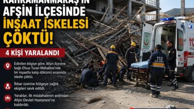 Kahramanmaraş’ın Afşin ilçesinde yapımı devam eden bir inşaatta kalıp dökümü