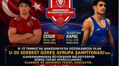 Büyükşehir Belediyesinin başarılı güreşçileri Sefa Cesur ve Nurettin Emin Kapal,