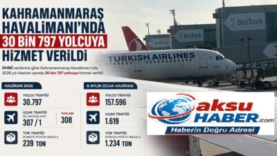Kahramanmaraş Havalimanı 6 ayda 157 bin 596 yolcuya hizmet verdi