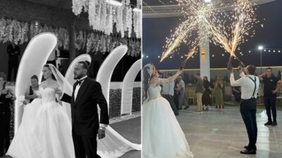 Pazarcık’ta Şallı ve Gün aileleri, evlatları Selina ve Ozan’ın düğün