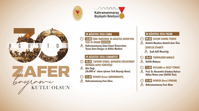 30 Ağustos Zafer Bayramı’nın 104’üncü yıl dönümü üç gün boyunca