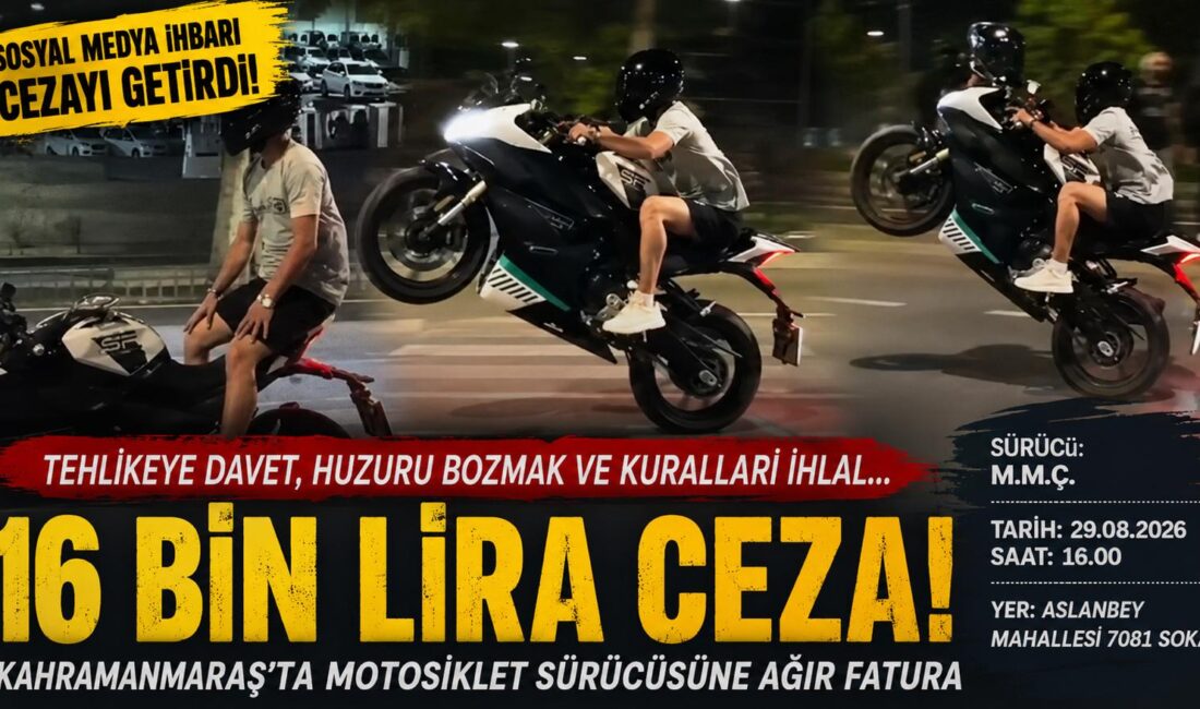 0Kahramanmaraş’ta sosyal medya ihbarı üzerine harekete geçen trafik ekipleri, motosiklet
