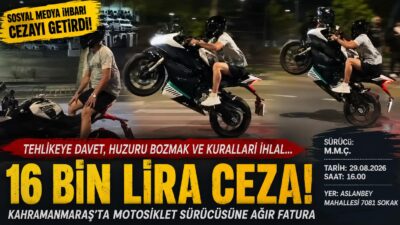 0Kahramanmaraş’ta sosyal medya ihbarı üzerine harekete geçen trafik ekipleri, motosiklet