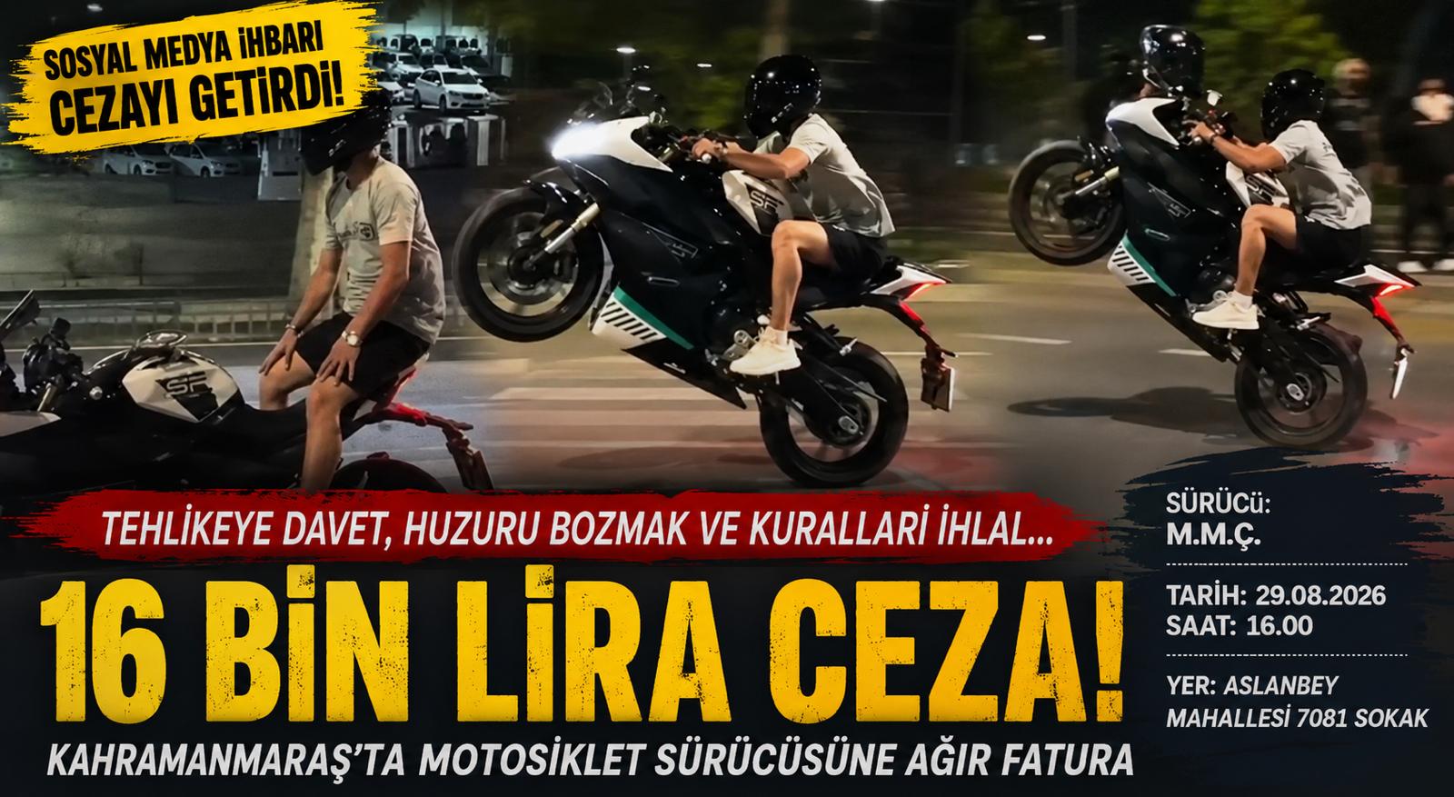 0Kahramanmaraş’ta sosyal medya ihbarı üzerine harekete geçen trafik ekipleri, motosiklet