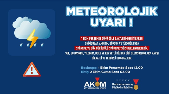 Yarın öğle saatlerinden itibaren Andırın,