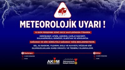 Büyükşehir Belediyesi Afet Koordinasyon Merkezi (AKOM); Onikişubat, Afşin, Andırın, Çağlayancerit,