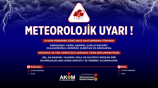 Büyükşehir Belediyesi Afet Koordinasyon Merkezi (AKOM); Onikişubat, Afşin, Andırın, Çağlayancerit,