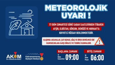Büyükşehir Belediyesi Afet Koordinasyon Merkezi (AKOM), 17 Ekim Cumartesi günü