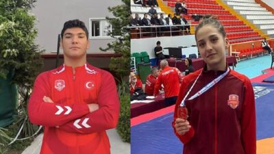 Kahramanmaraş Büyükşehir Belediyesi Spor Kulübü’nün milli güreşçileri Alperen Gerek ve
