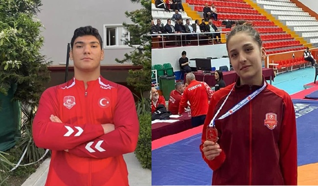 Kahramanmaraş Büyükşehir Belediyesi Spor Kulübü’nün milli güreşçileri Alperen Gerek ve