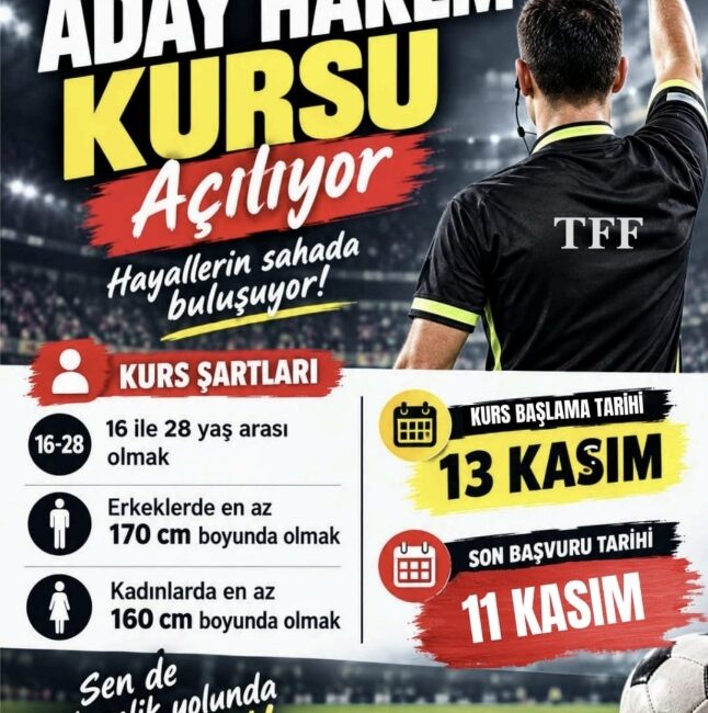 Kahramanmaraş’ta Aday Hakem Kursu Açılıyor! Kahramanmaraş’ta futbol hakemi olmak isteyen