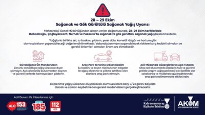 Büyükşehir Belediyesi Afet Koordinasyon Merkezi (AKOM); Çağlayancerit, Dulkadiroğlu, Pazarcık ve